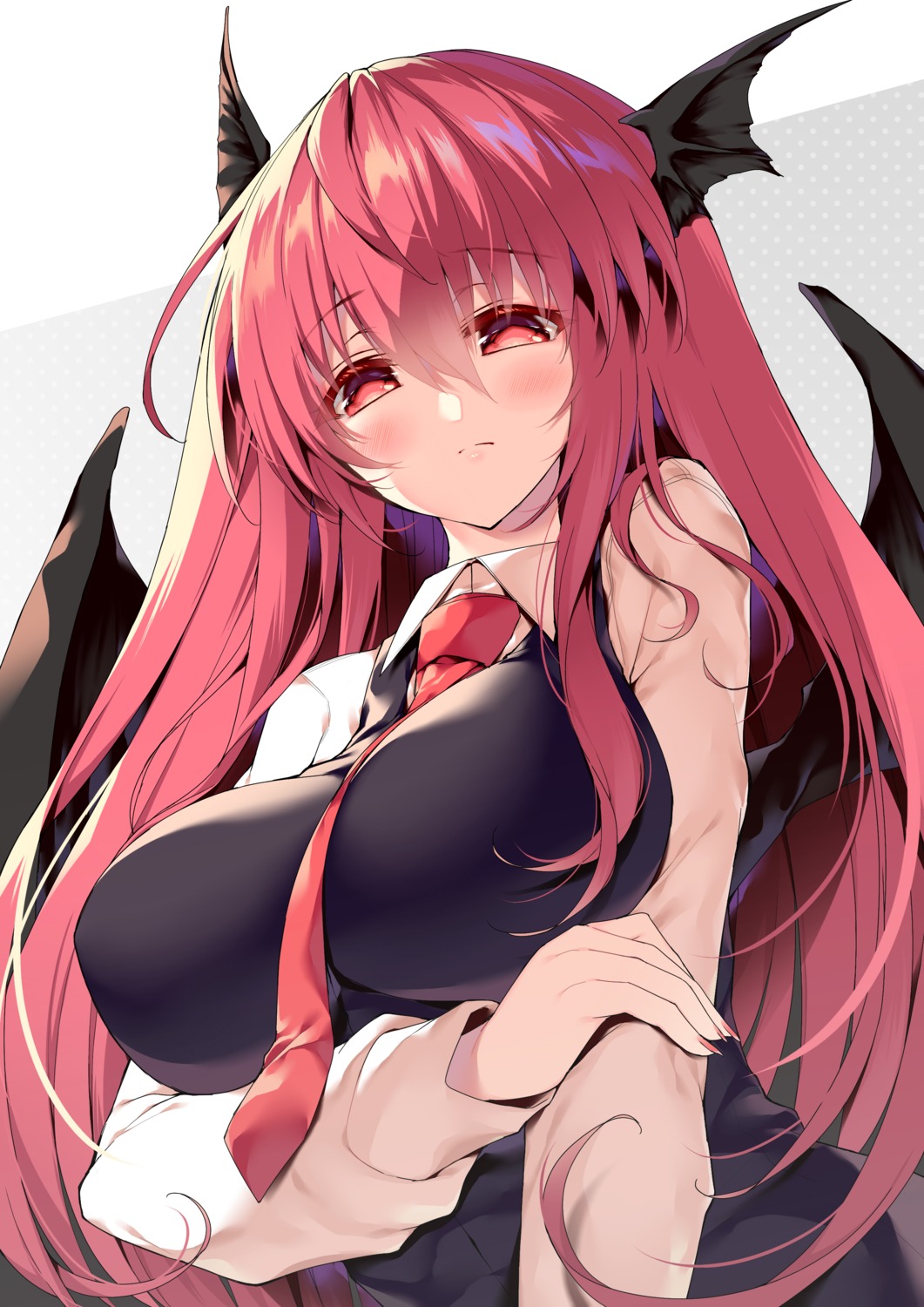 breast_hold koakuma sakurame touhou wings