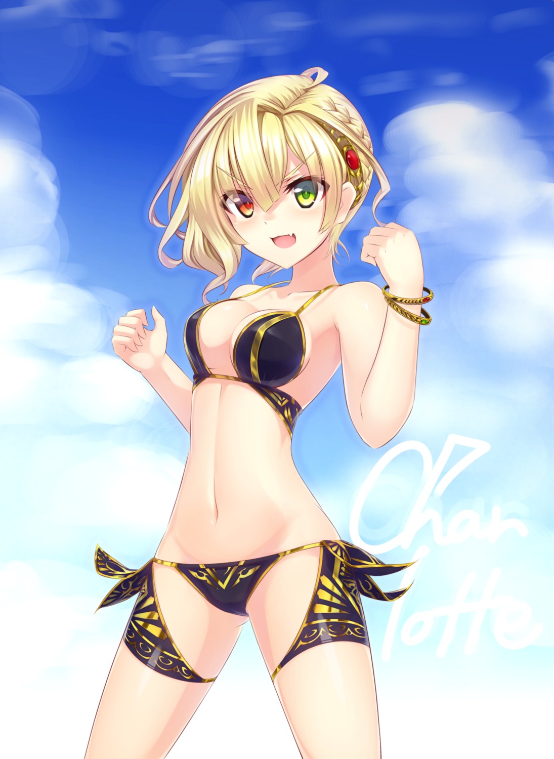 bikini charlotte_(shironeko_project) cleavage heterochromia irishsion shironeko_project swimsuits