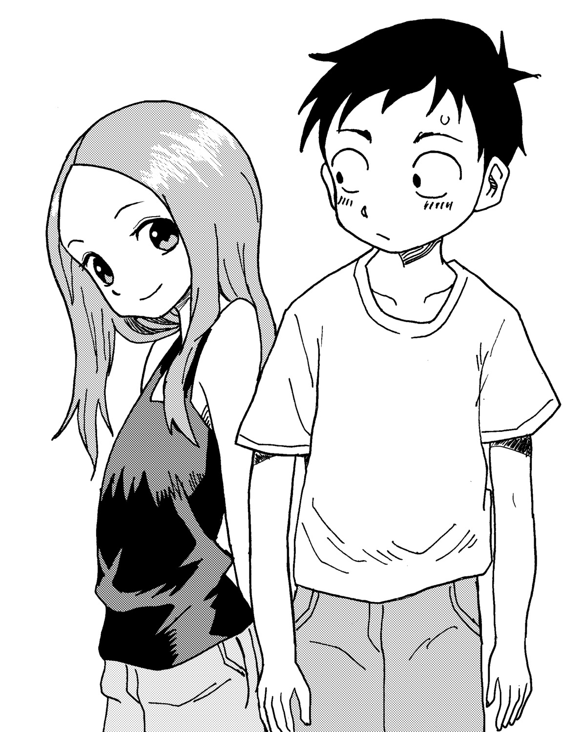 karakai_jouzu_no_takagi-san monochrome nishikata tagme takagi-san