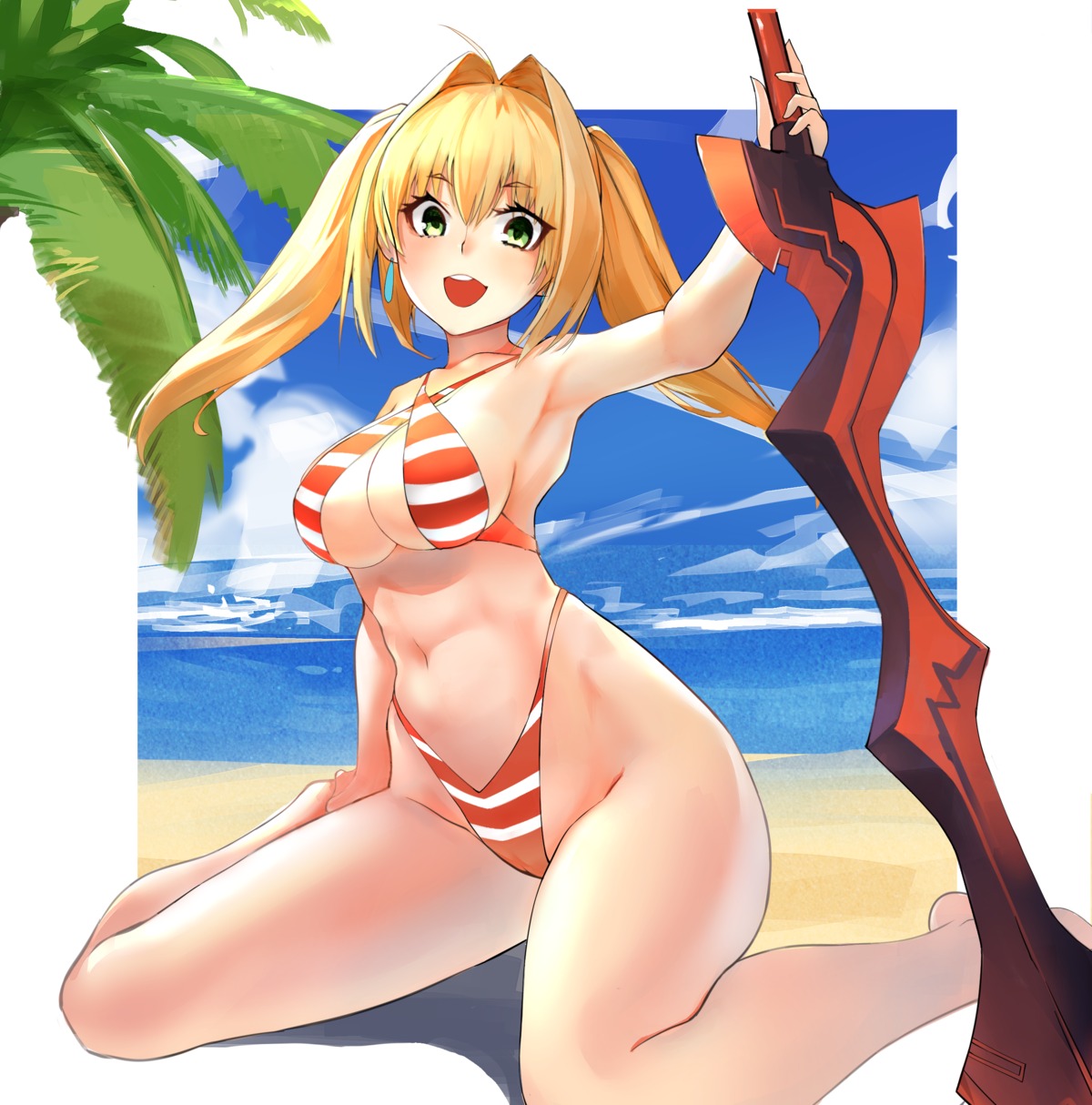 bikini fate/grand_order saber_extra sawatari_kazuma swimsuits sword