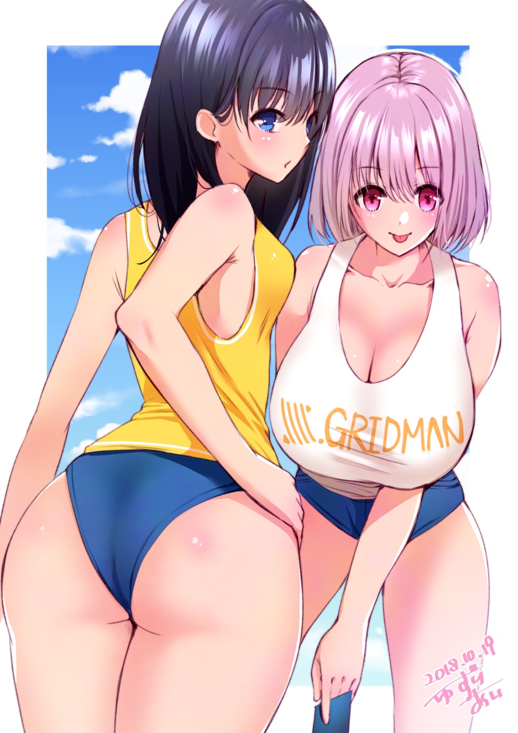 ass buruma cleavage shinjou_akane ssss.gridman takarada_rikka yuzuri_ai_(ichigo_crown)