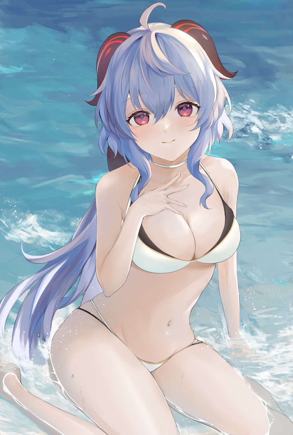 bikini ganyu genshin_impact horns swimsuits yushiro