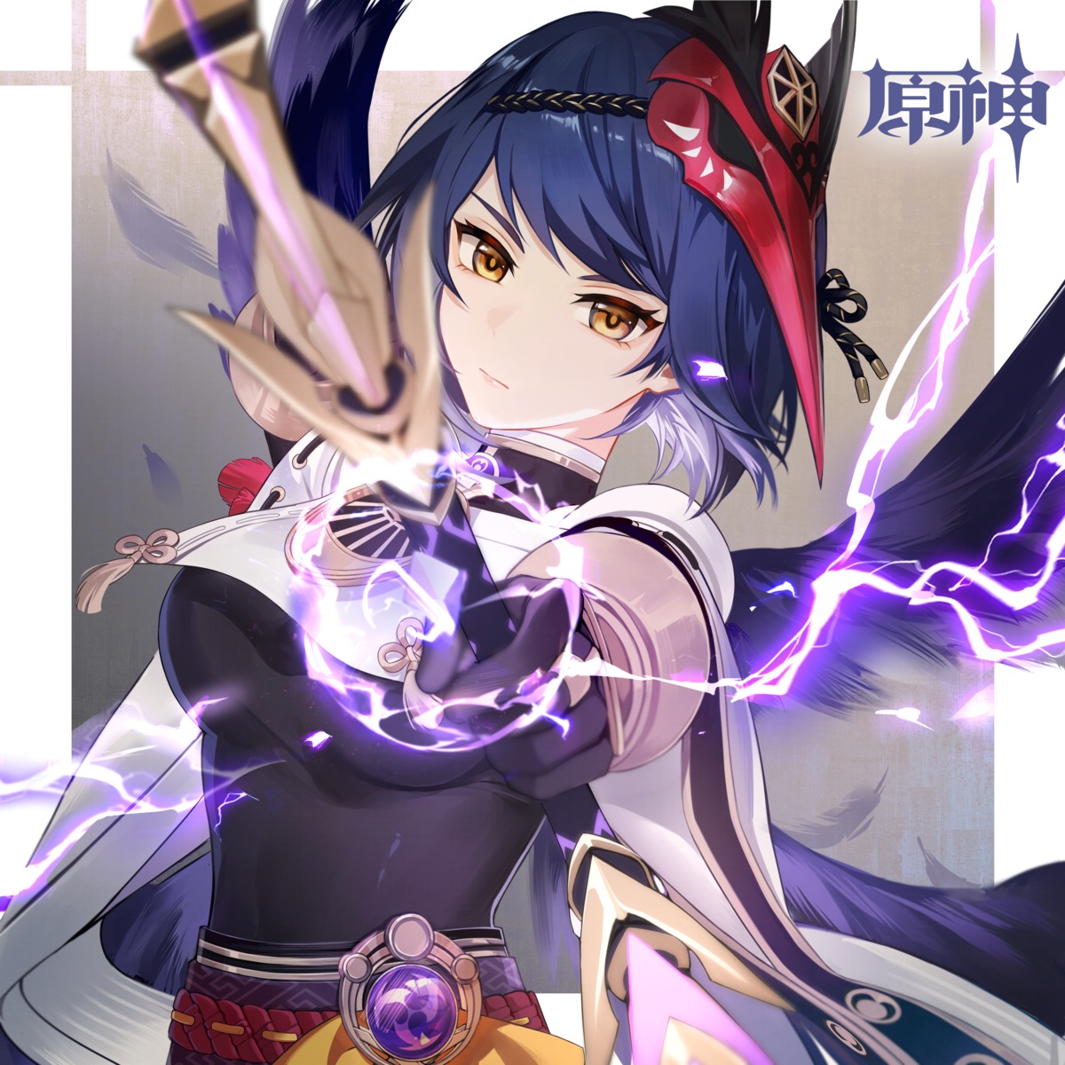 genshin_impact japanese_clothes kujou_sara tagme weapon wings