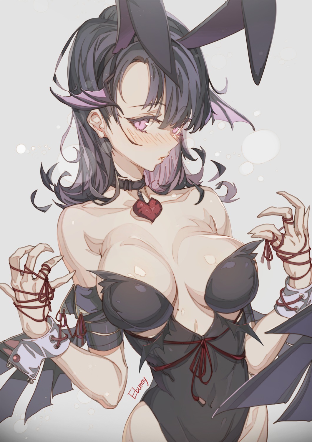 animal_ears bunny_ears bunny_girl erect_nipples hong no_bra wings