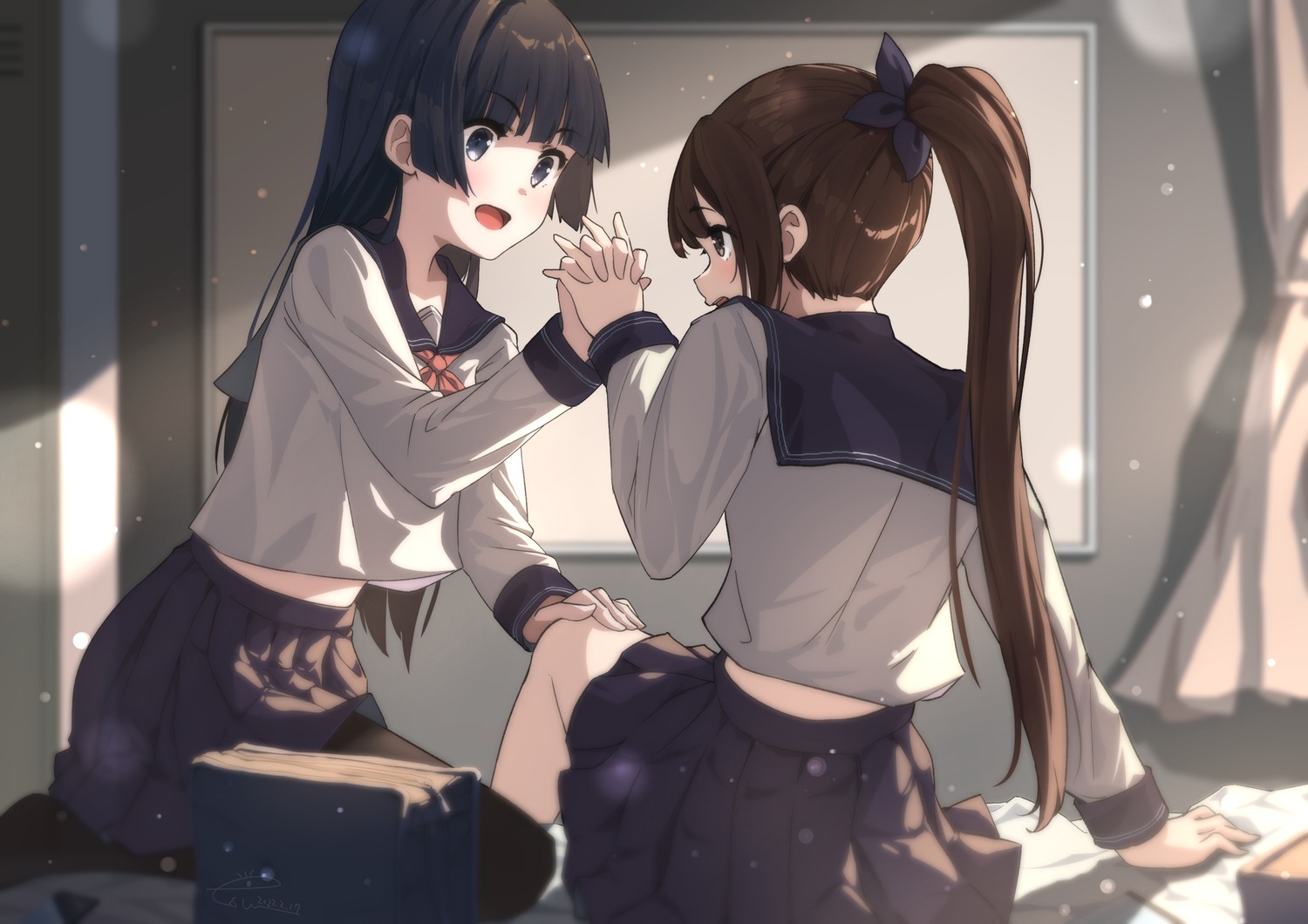 pantyhose raiz_art_works seifuku yuri