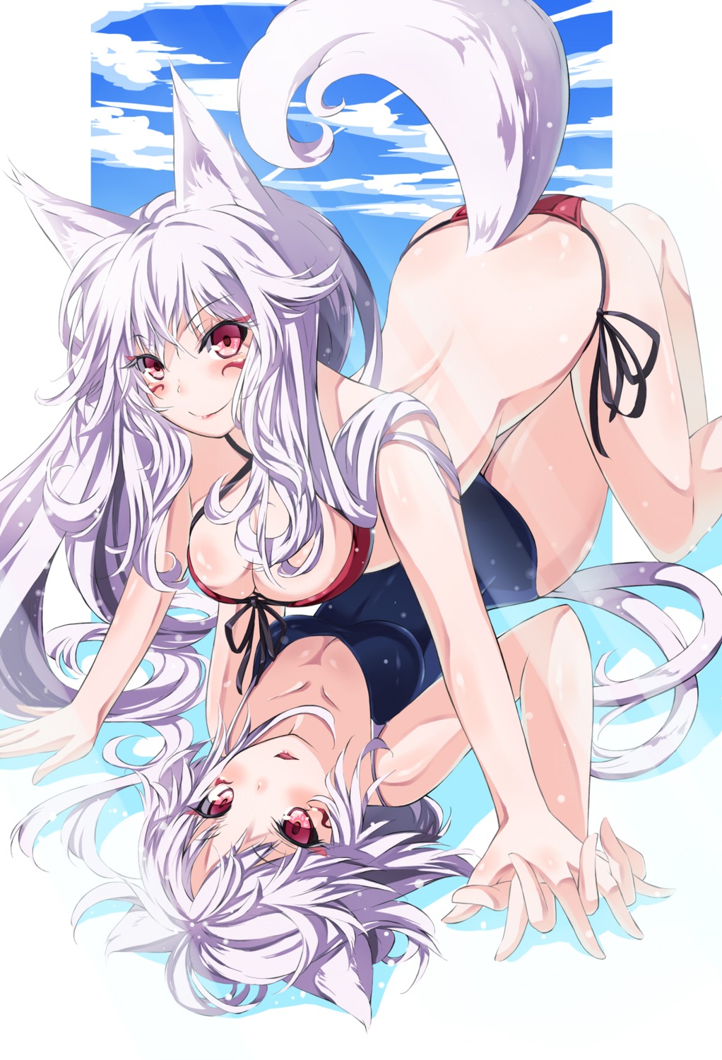 animal_ears bikini cleavage detchi_oyabun swimsuits tail