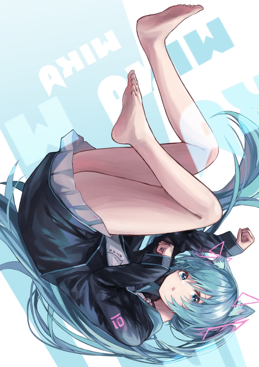 animal_ears feet hatsune_miku nekomimi shuibao_(azarasi_haru) skirt_lift vocaloid