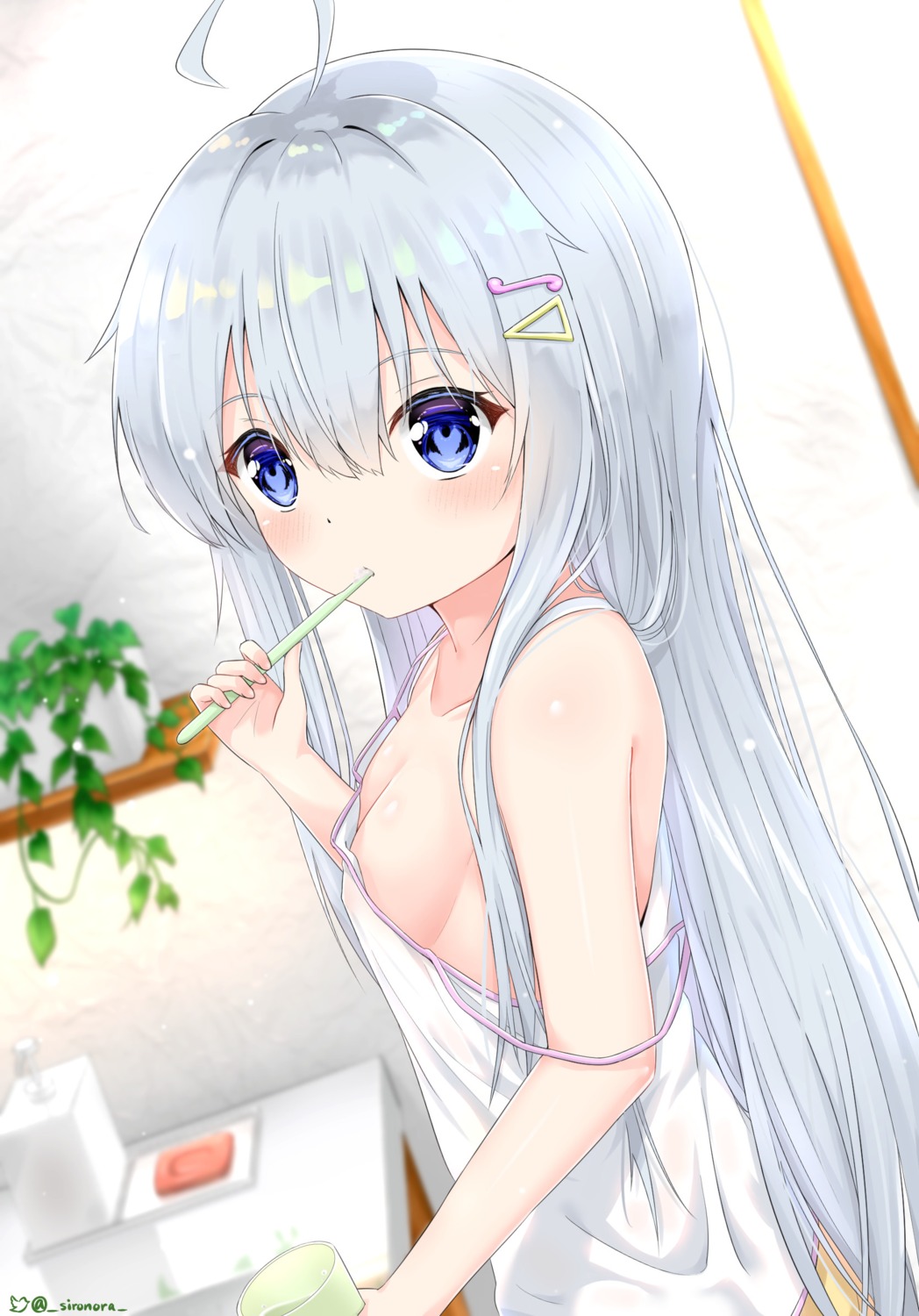 breasts lingerie loli no_bra see_through shironora wardrobe_malfunction