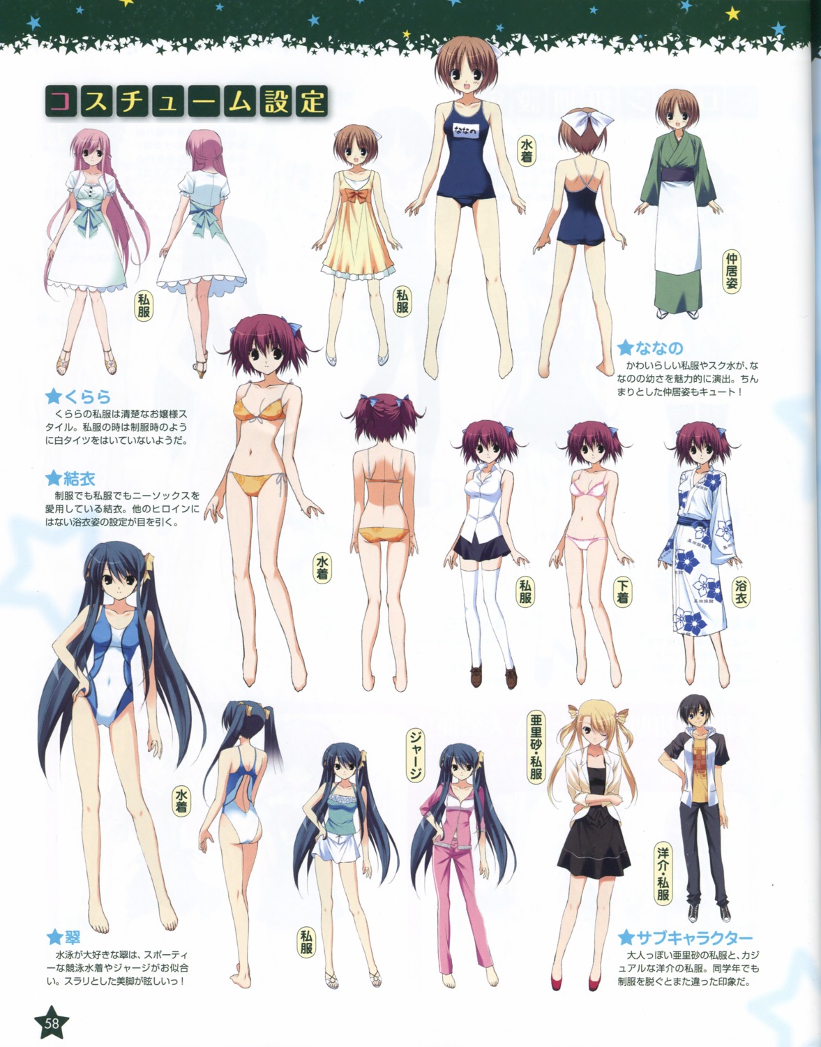 amamiya_kurara ass cleavage dress fumio hoshiuta houjyou_arisa kasai_yosuke kinoshita_midori kuroda_yui school_swimsuit suoh_nanano swimsuits thighhighs yukata