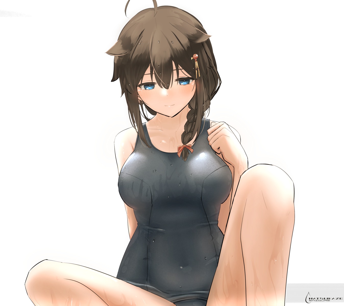 kantai_collection school_swimsuit shigure_(kancolle) sigure-zzzz swimsuits wet