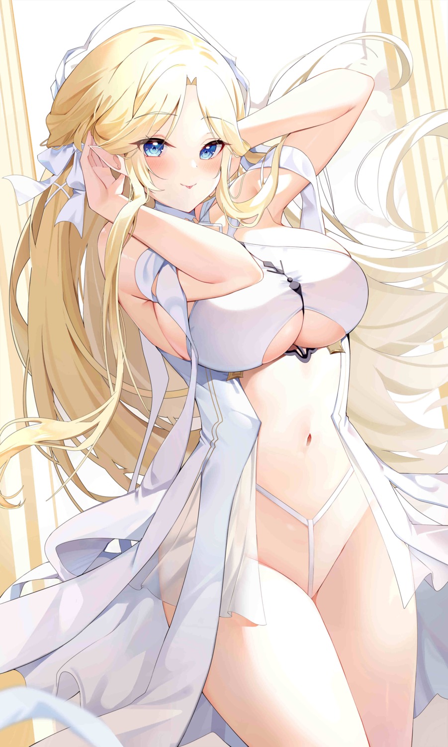 arlene_(ju) azur_lane brest_(azur_lane) no_bra nopan pointy_ears see_through