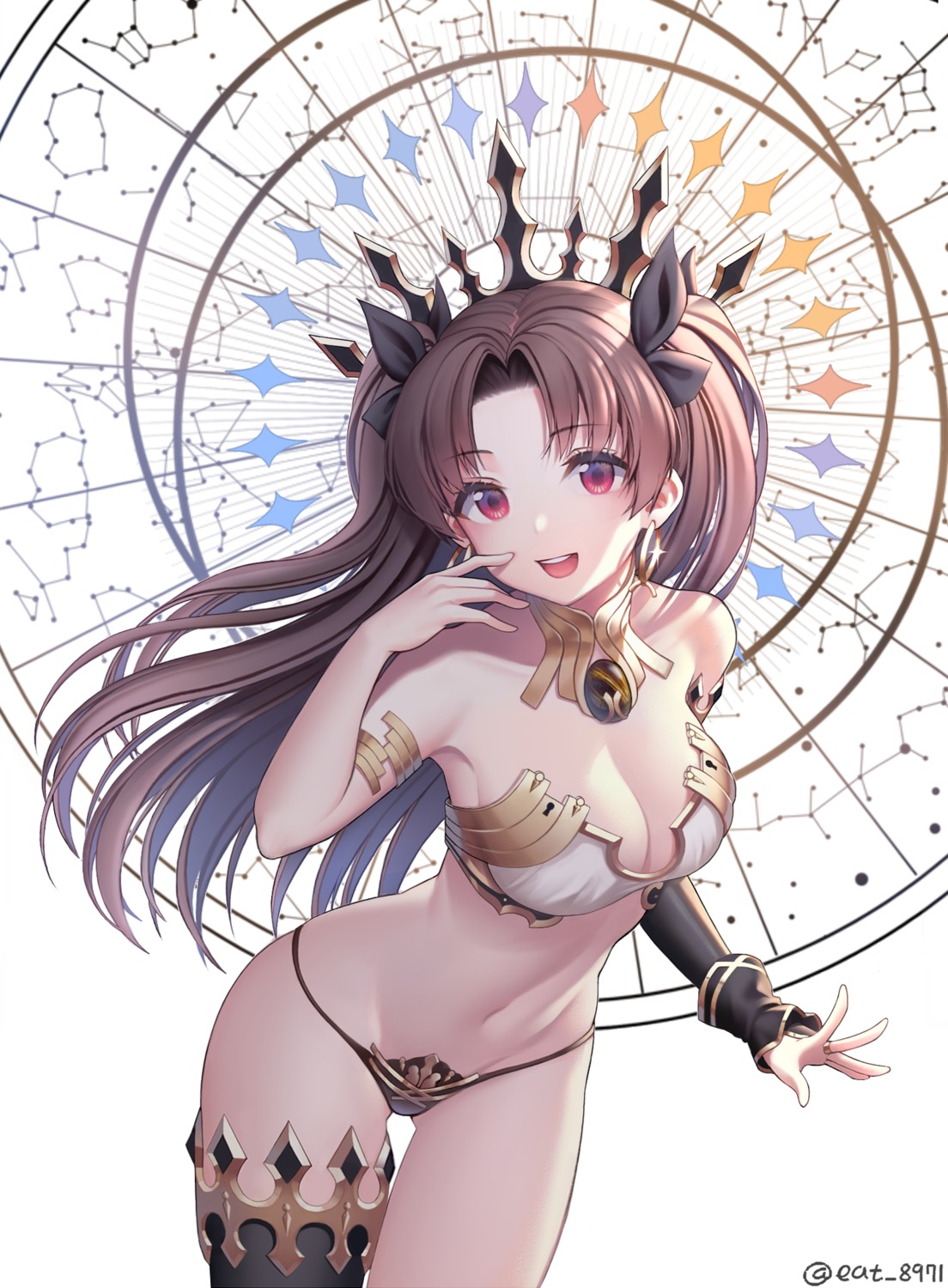 bikini_armor cleavage eat fate/grand_order ishtar_(fate/grand_order) thighhighs