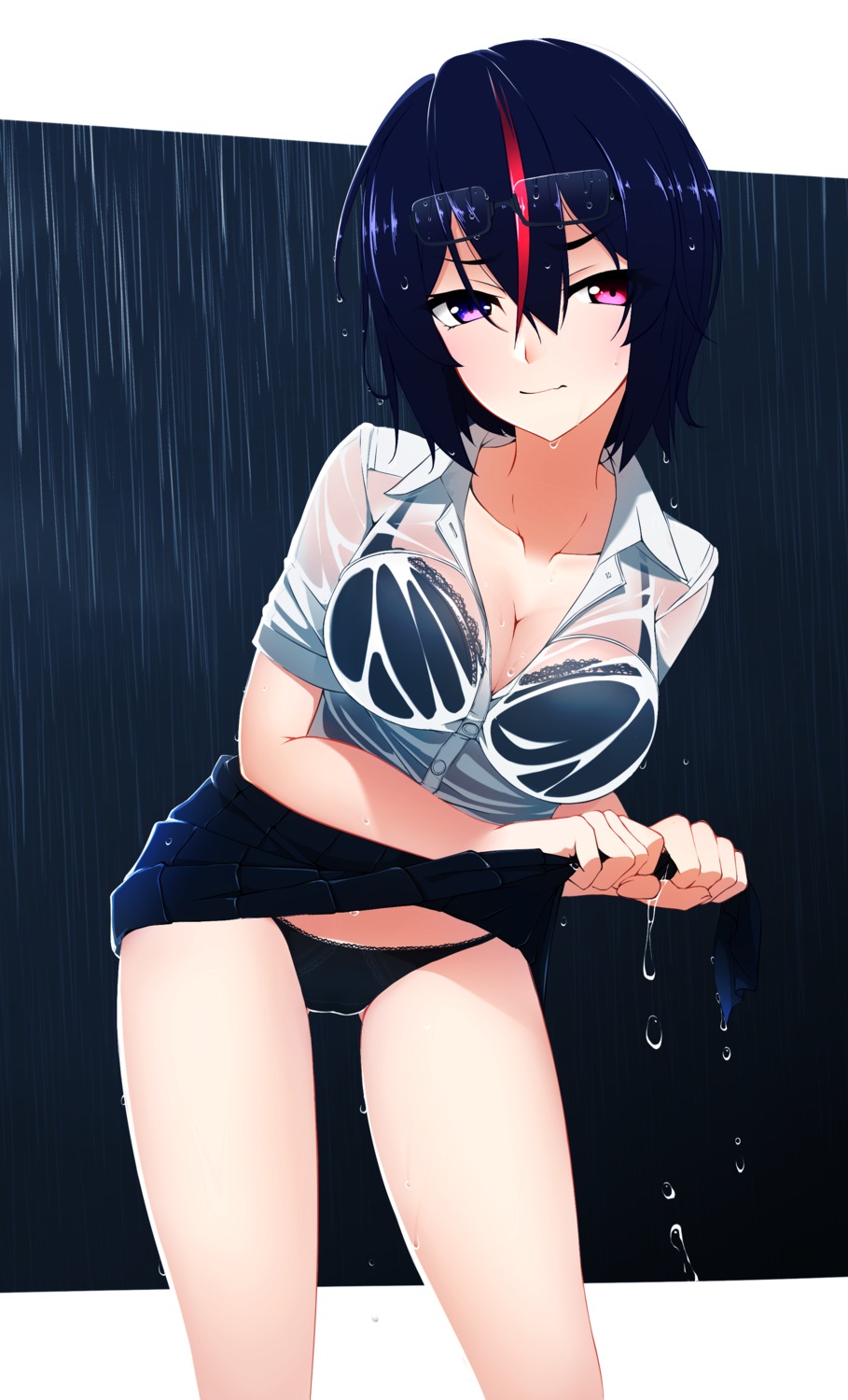 bra cameltoe cleavage megane pantsu see_through seifuku skirt_lift wet wet_clothes z.taiga