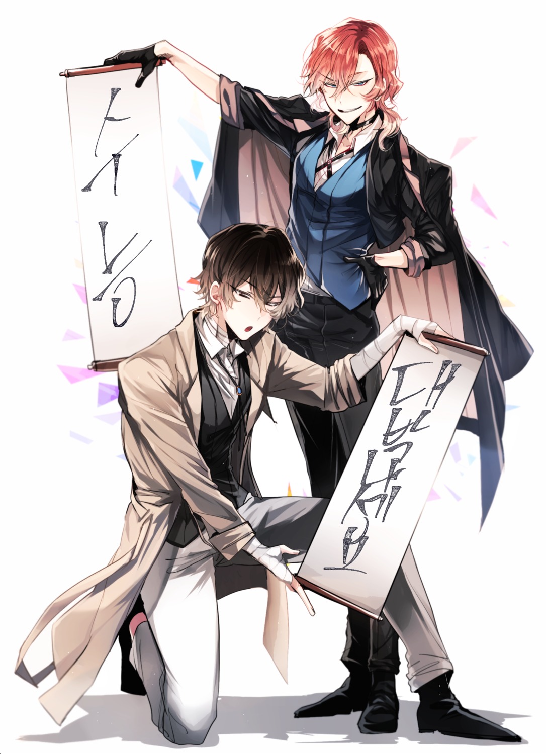 bandages bungou_stray_dogs dazai_osamu male nakahara_chuuya shun_nyun