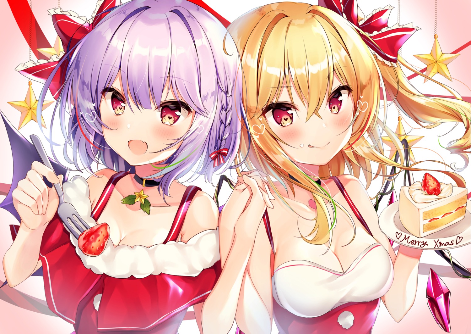 christmas cleavage cream flandre_scarlet nenobi_(nenorium) remilia_scarlet touhou