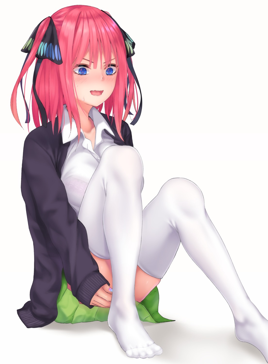 5-toubun_no_hanayome bra nakano_nino quoooo see_through seifuku sweater thighhighs