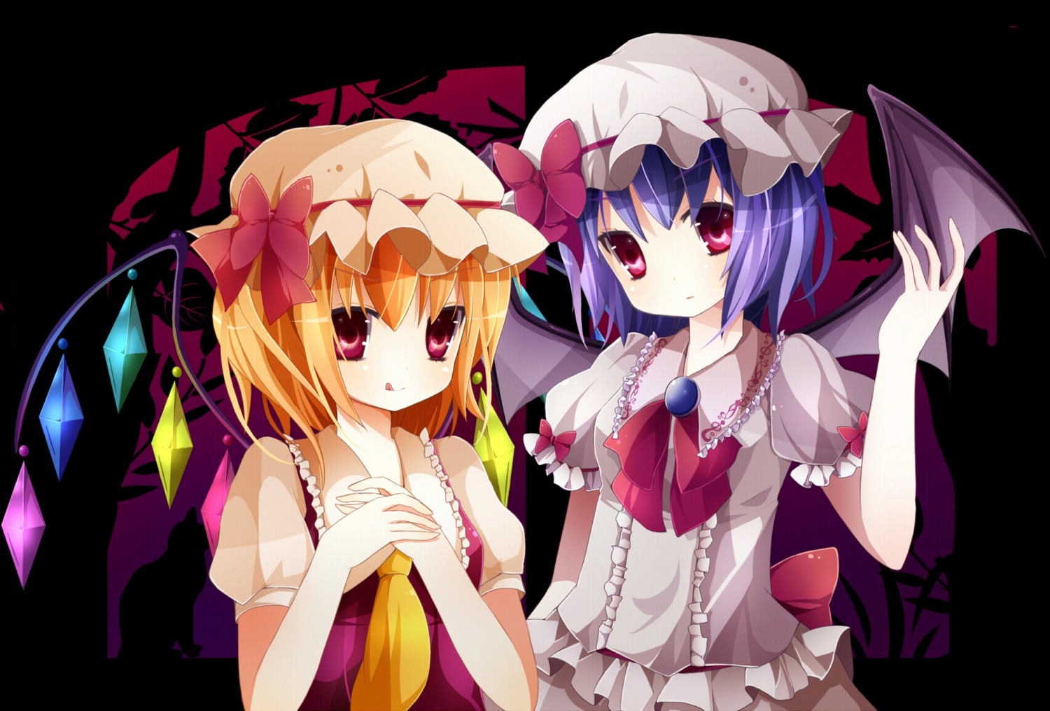 flandre_scarlet rairateru remilia_scarlet touhou wings