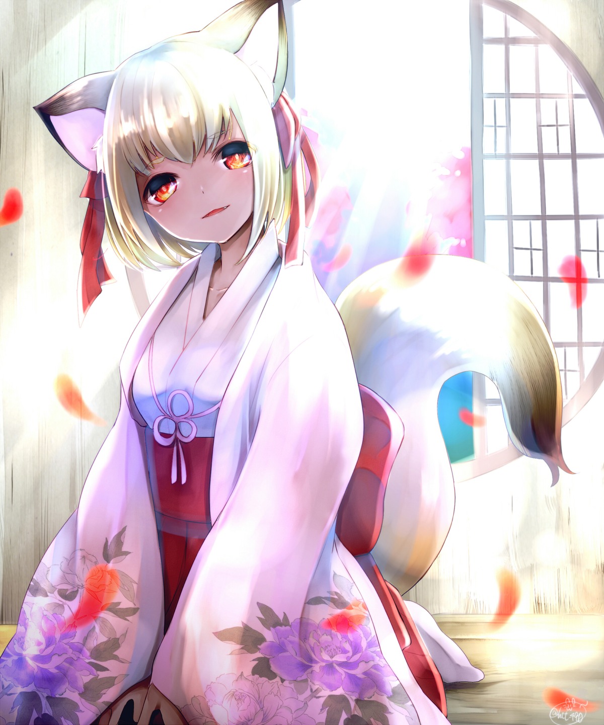 animal_ears chita_(ketchup) kimono kitsune tail