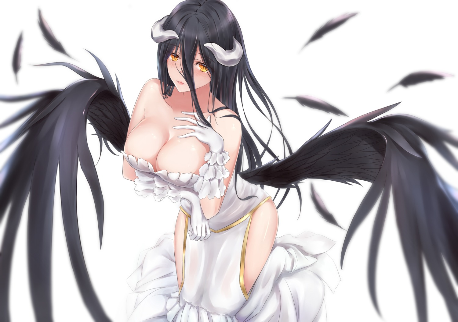 albedo_(overlord) breast_hold cleavage horns overlord shigatsu wings