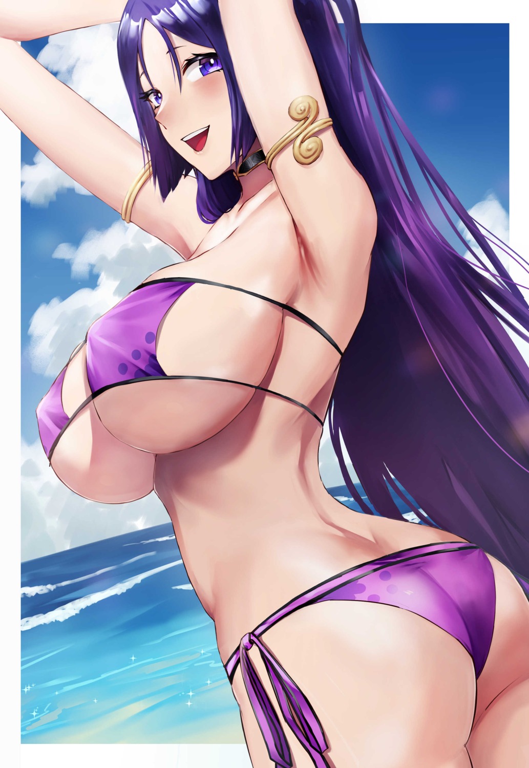 ass bikini erect_nipples fate/grand_order minamoto_no_raikou_(fate/grand_order) rororo swimsuits