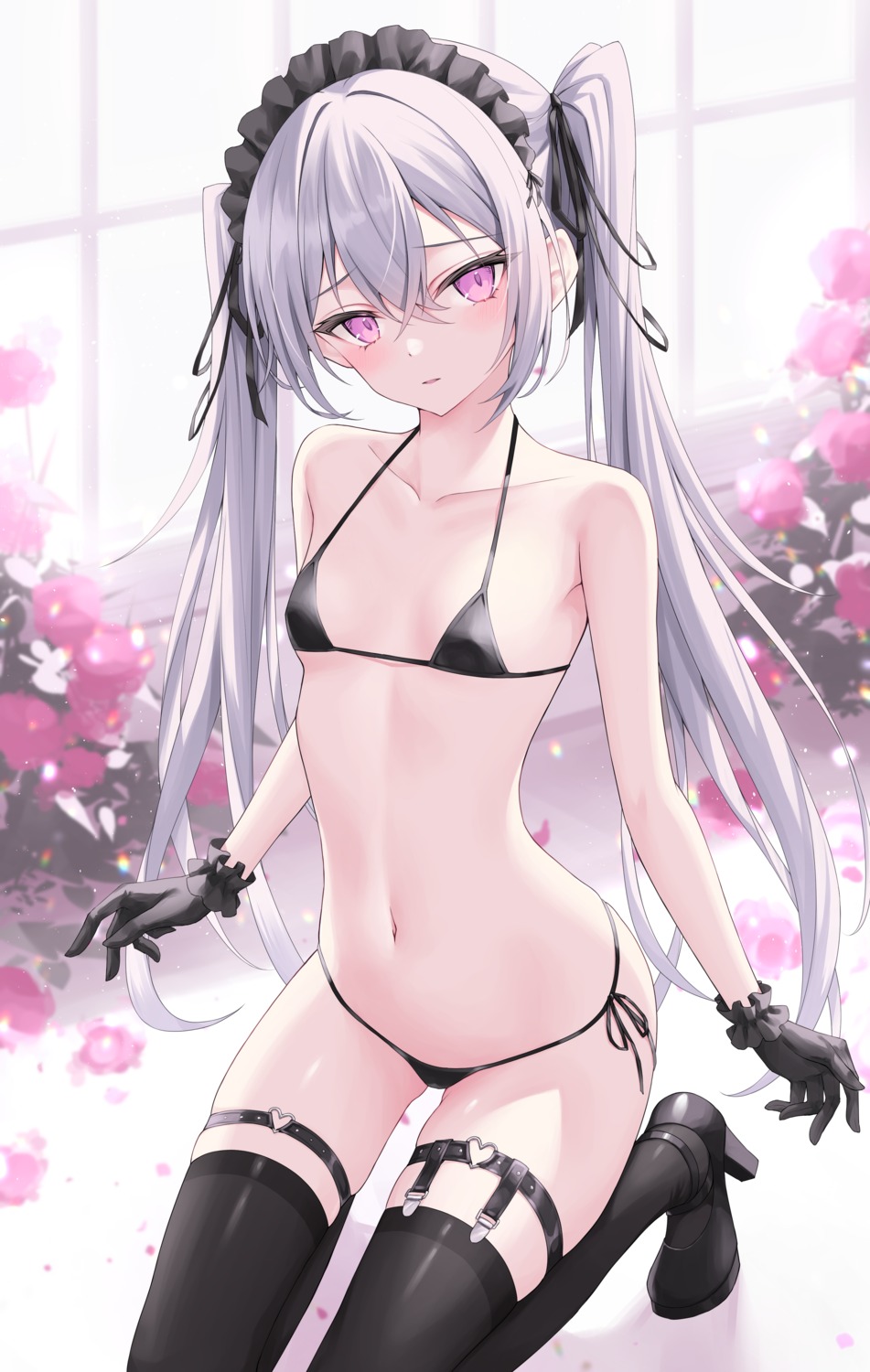 bikini erect_nipples garter gothic_lolita heels lis_111 lolita_fashion stockings swimsuits thighhighs