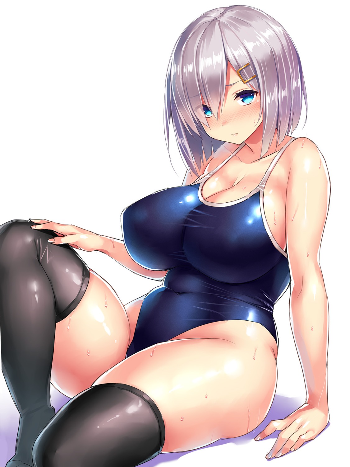 cleavage hamakaze_(kancolle) kantai_collection swimsuits thighhighs tsukumiya_amane