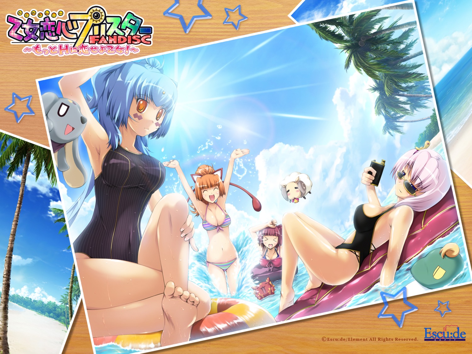 animal_ears bikini escu:de feet fuyumee hanataka_retomo megane mikan_(otome_renshin_prister) munichii nyager otome_renshin_prister rem_(otome_renshin_prister) ringo_(otome_renshin_prister) silke swimsuits wallpaper wankoma wet