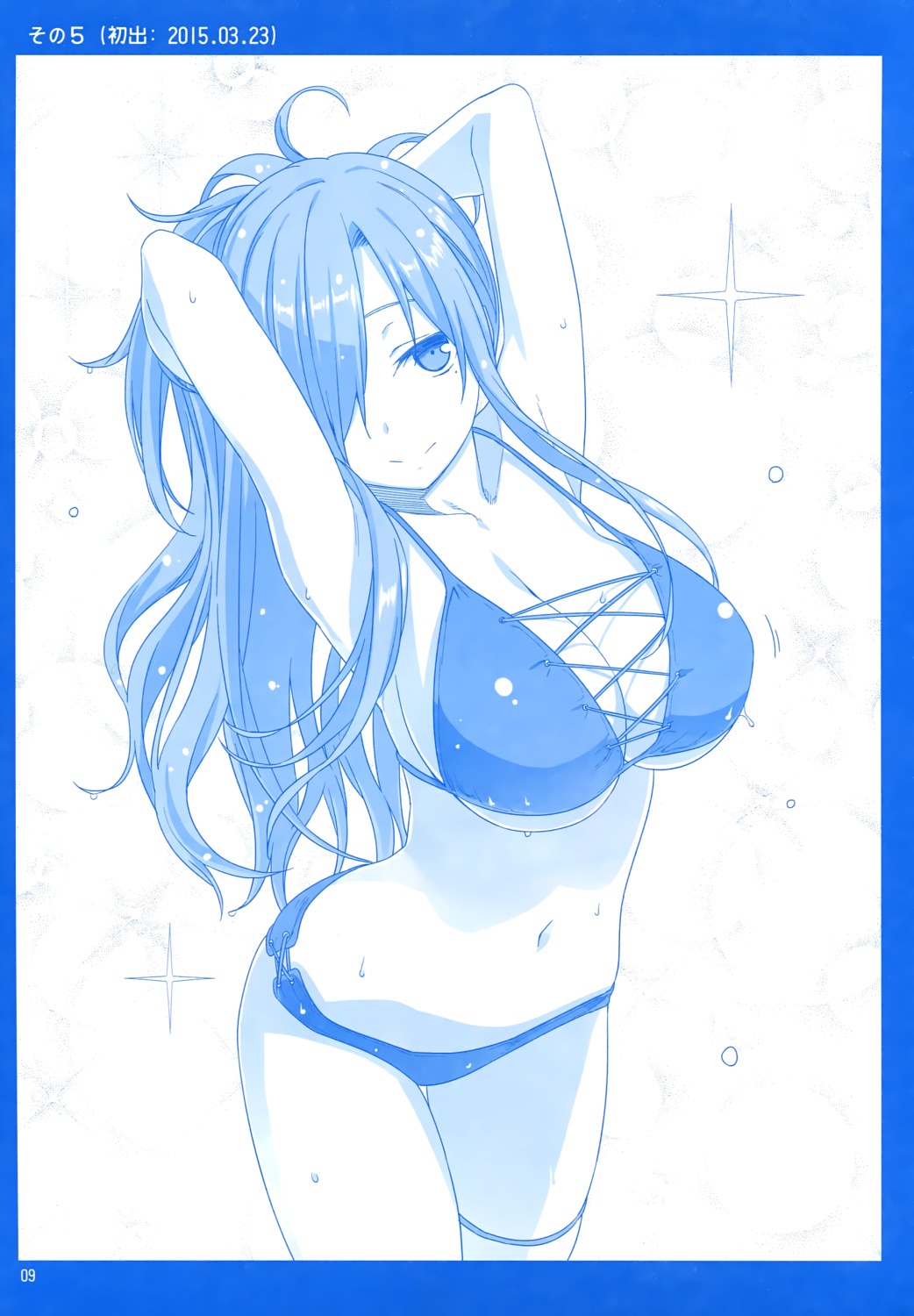 bikini cleavage garter getsuyoubi_no_tawawa himura_kiseki himura_nyuugyou monochrome swimsuits underboob