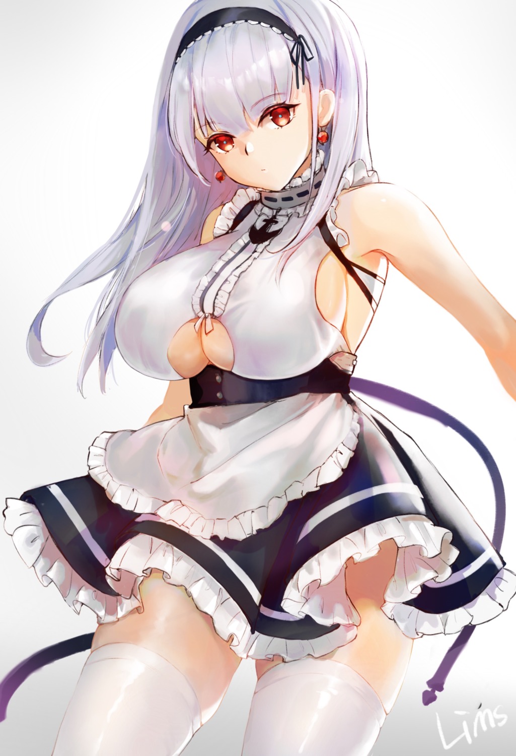 azur_lane dido_(azur_lane) lims_(neko2lims) maid skirt_lift thighhighs