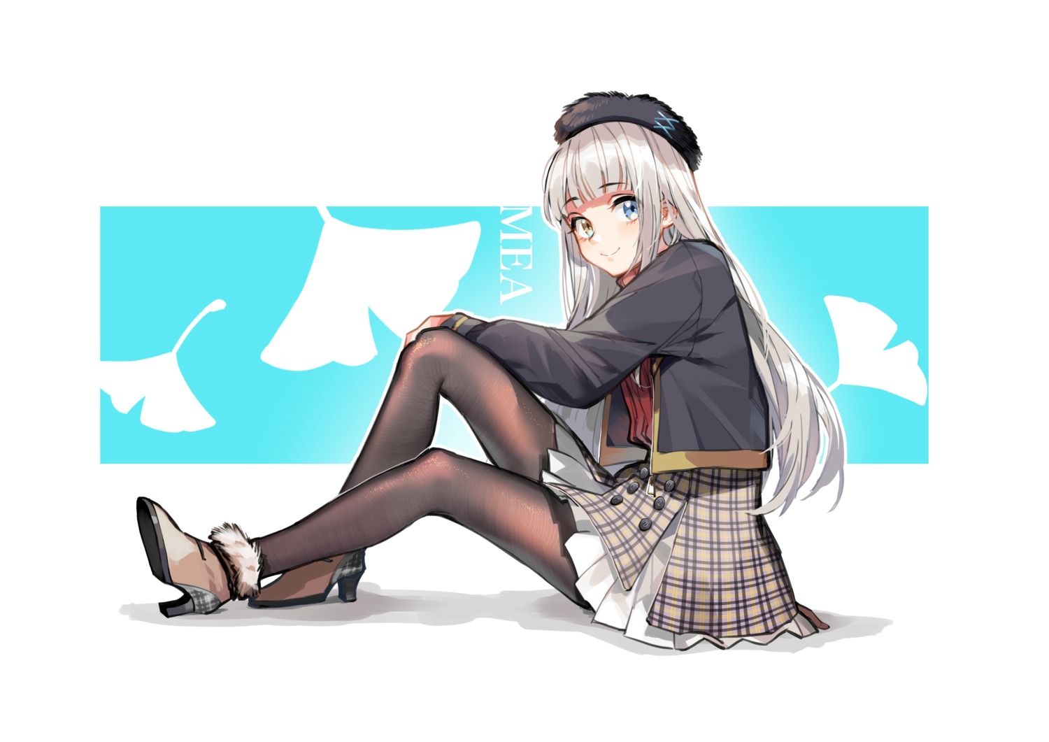 heels heterochromia kagura_mea kagura_mea_channel pantyhose rakuichi_simu seifuku skirt_lift