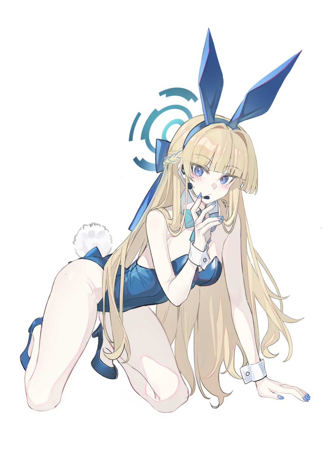 animal_ears asuma_toki blue_archive bunny_ears bunny_girl echj halo heels no_bra tail