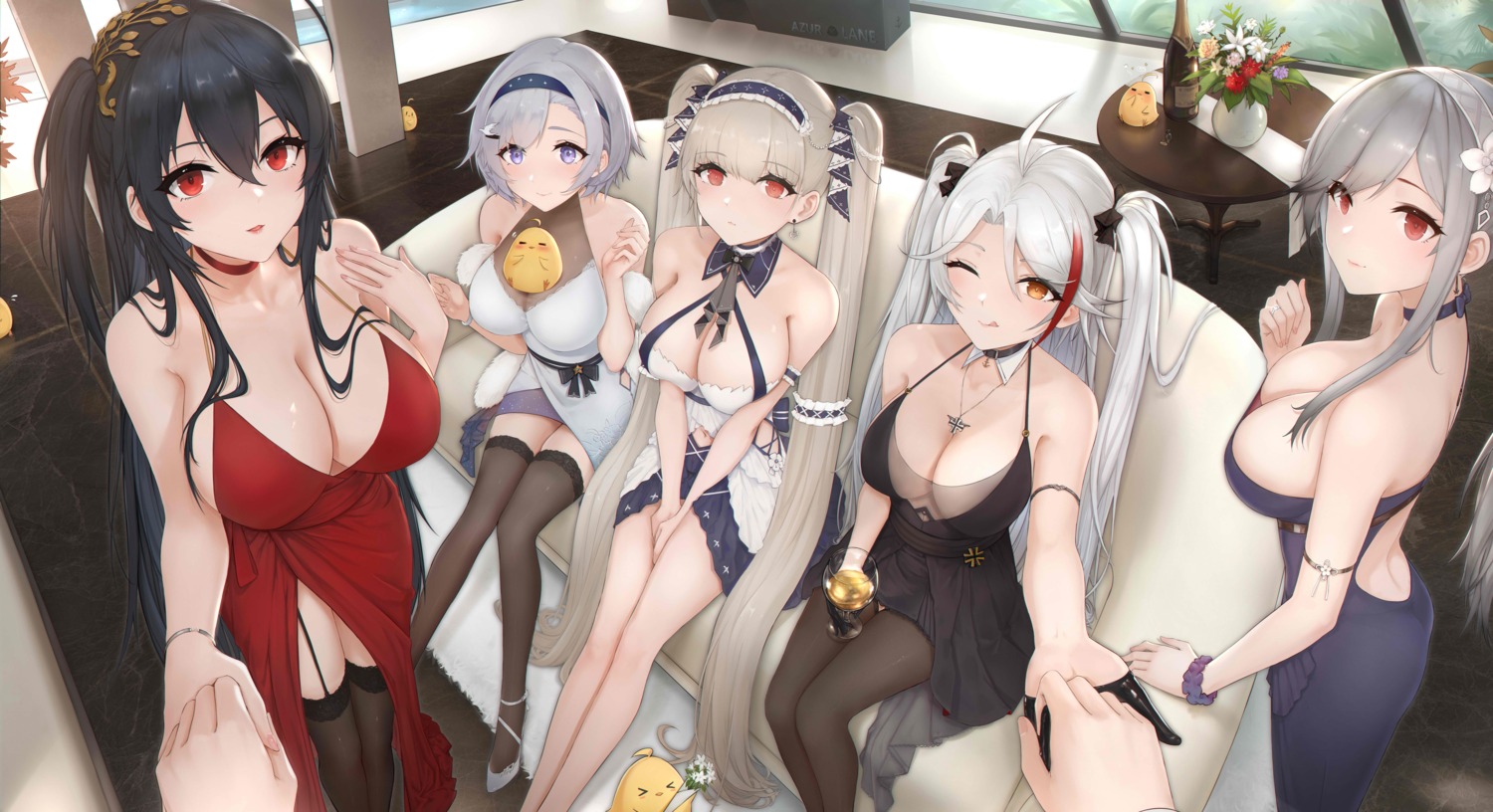 ass azur_lane dress dunkerque_(azur_lane) evan_(912319) formidable_(azur_lane) gothic_lolita heels lolita_fashion manjuu_(azur_lane) no_bra prinz_eugen_(azur_lane) reno_(azur_lane) see_through stockings taihou_(azur_lane) thighhighs