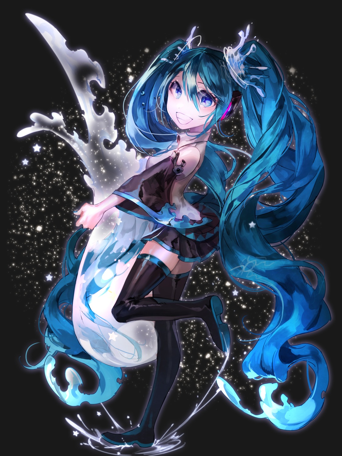 alter_(silent_mute) hatsune_miku headphones thighhighs vocaloid