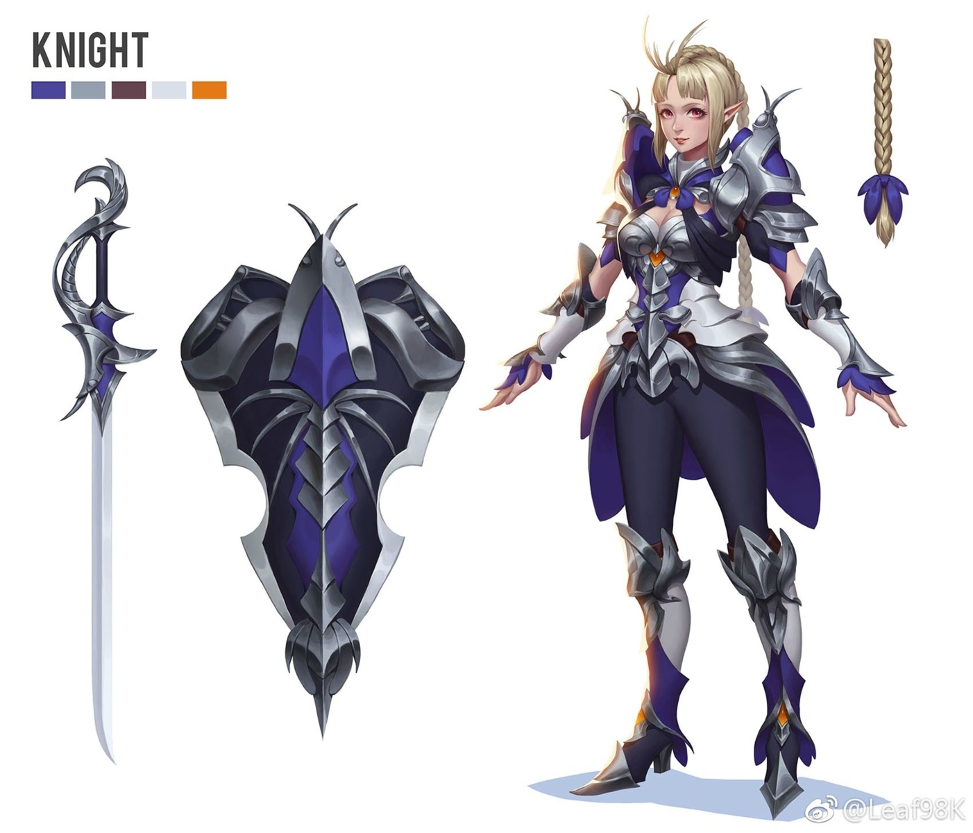 armor character_design cleavage heels leaf98k pointy_ears sword