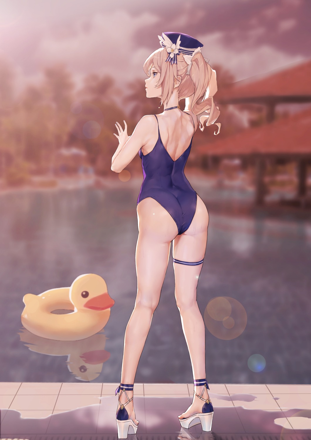 ass barbara_(genshin_impact) garter genshin_impact heels heiza swimsuits