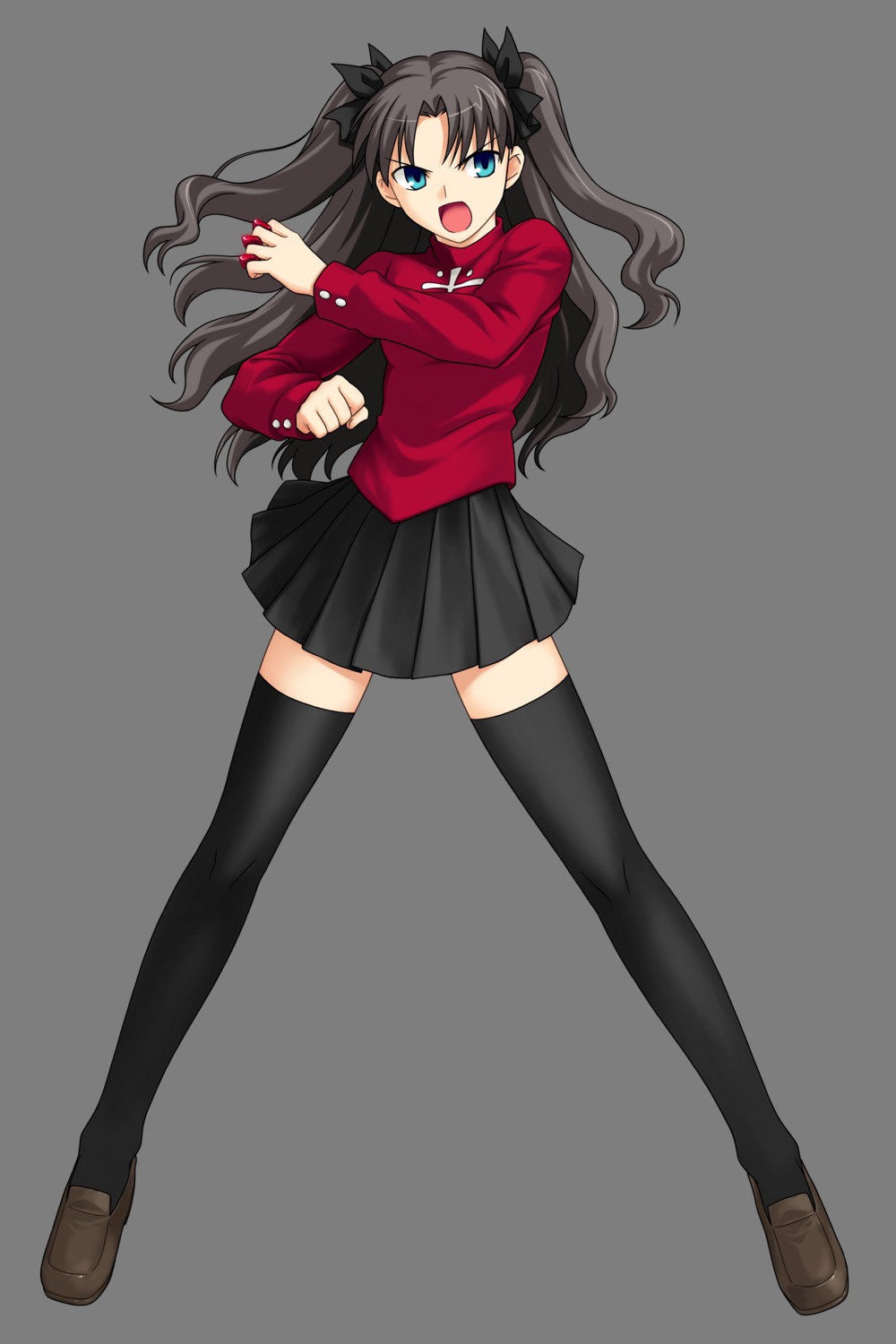 fate/stay_night fate/unlimited_codes takeuchi_takashi thighhighs toosaka_rin transparent_png type-moon