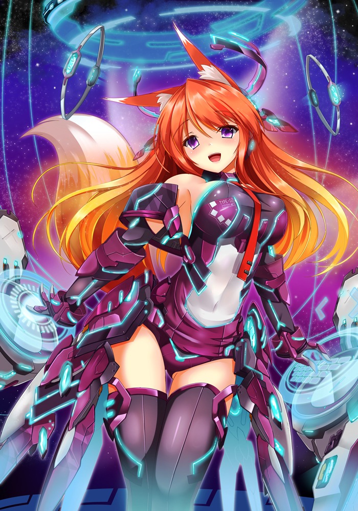 animal_ears bodysuit fatke kitsune mecha_musume tail thighhighs