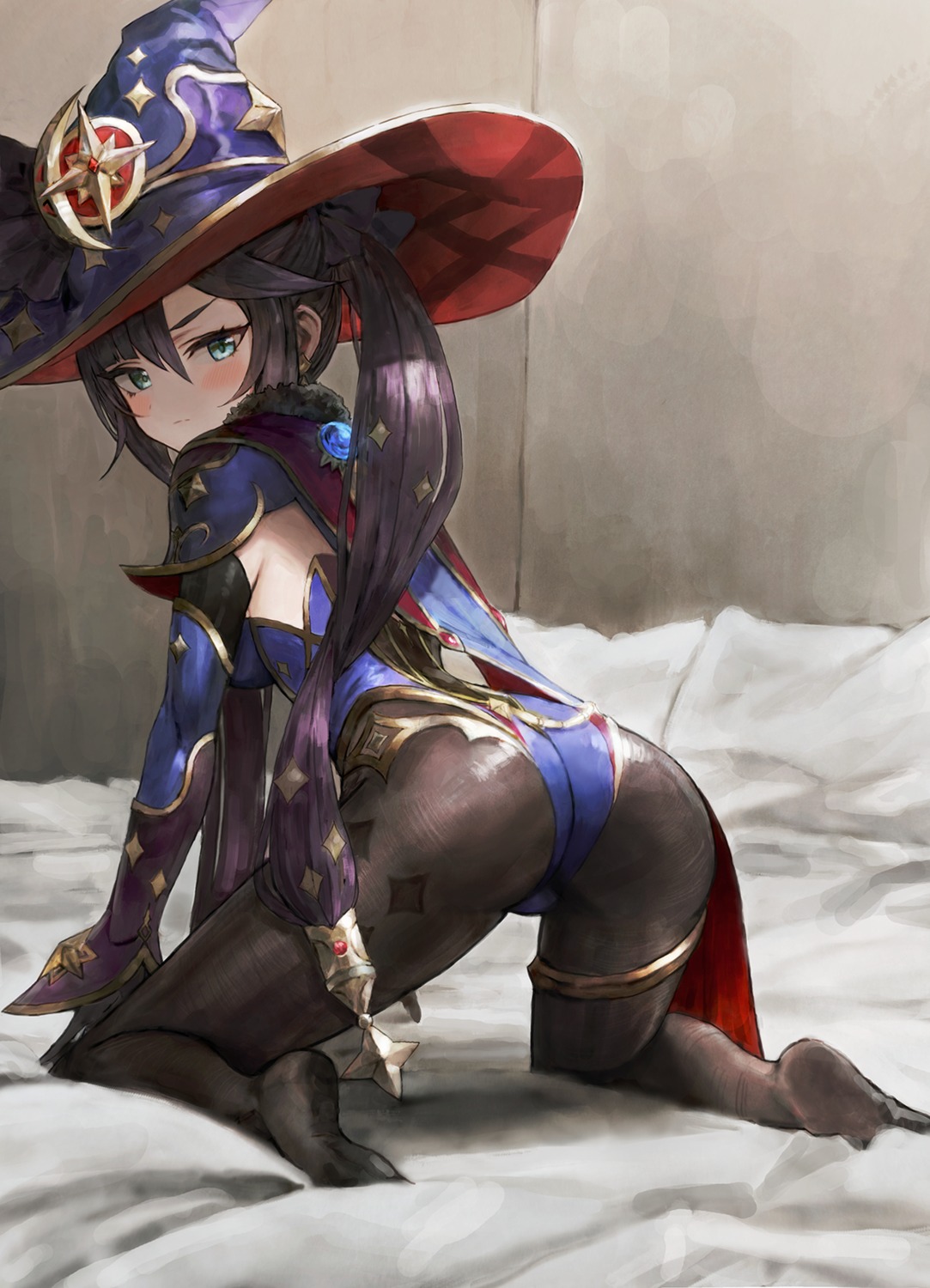 ass feet garter genshin_impact mona_megistus pantyhose sonchi witch