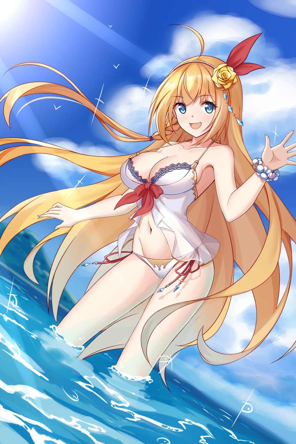 bikini cleavage pecorine princess_connect princess_connect!_re:dive see_through swimsuits tagme wet