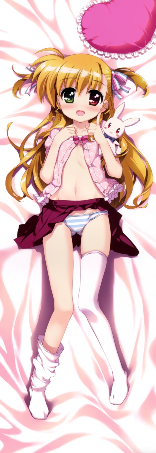 fujima_takuya heterochromia loli mahou_shoujo_lyrical_nanoha no_bra open_shirt pantsu sacred_heart shimapan thighhighs vivio