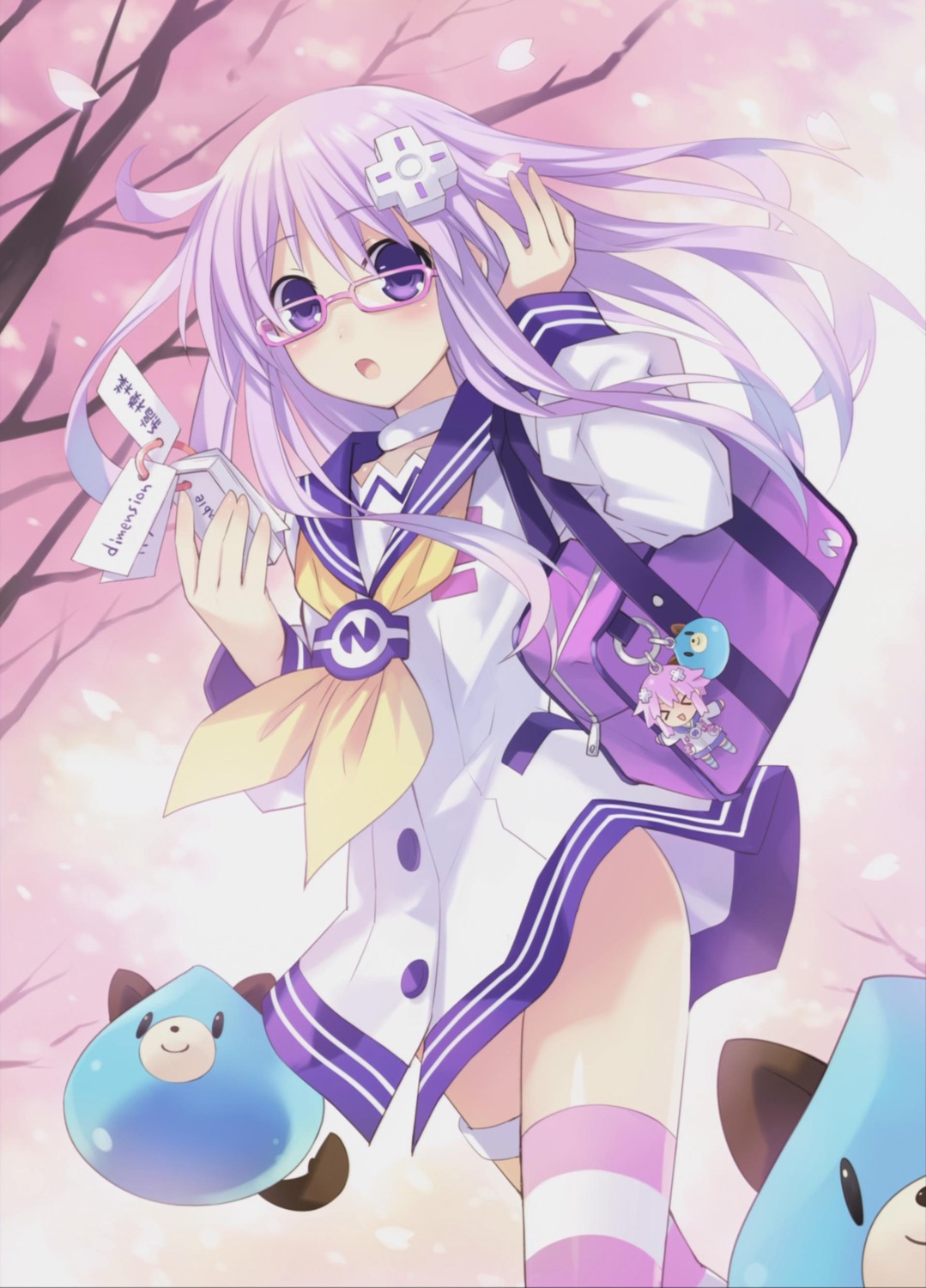 choujigen_game_neptune choujigen_game_neptune_mk2 jpeg_artifacts megane nepgear seifuku thighhighs tsunako