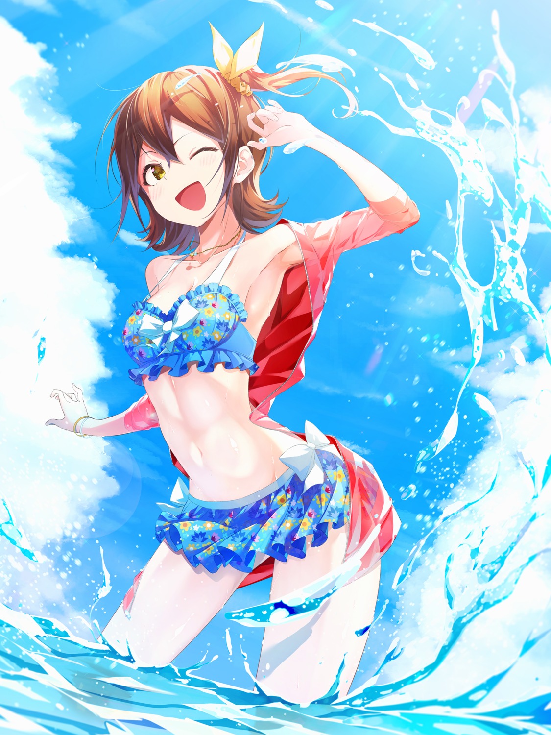 bikini cleavage dice_gt kasuga_mirai open_shirt see_through swimsuits the_idolm@ster the_idolm@ster_million_live! wet