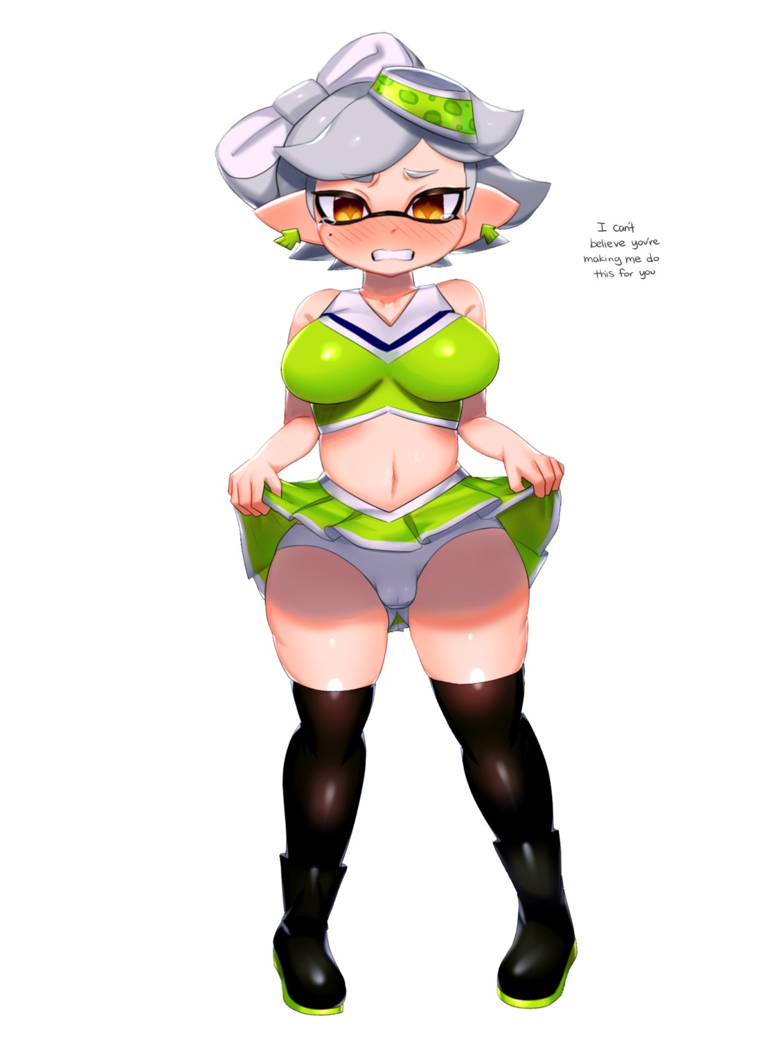 cameltoe crybleat marie_(splatoon) pantsu pointy_ears skirt_lift splatoon thighhighs