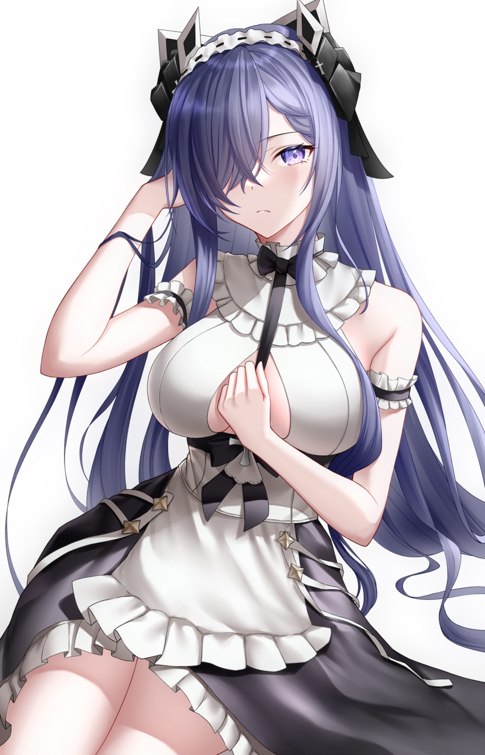 august_von_parseval_(azur_lane) azur_lane horns maid naga_(pixiv70891418) no_bra