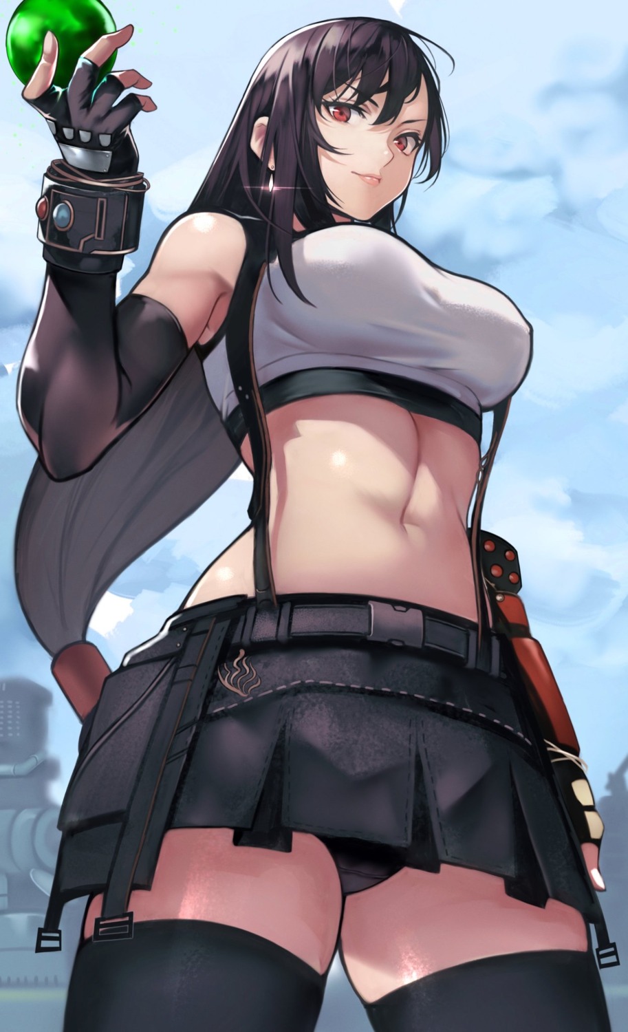 final_fantasy final_fantasy_vii pantsu thighhighs tifa_lockhart yoshio_(55level)