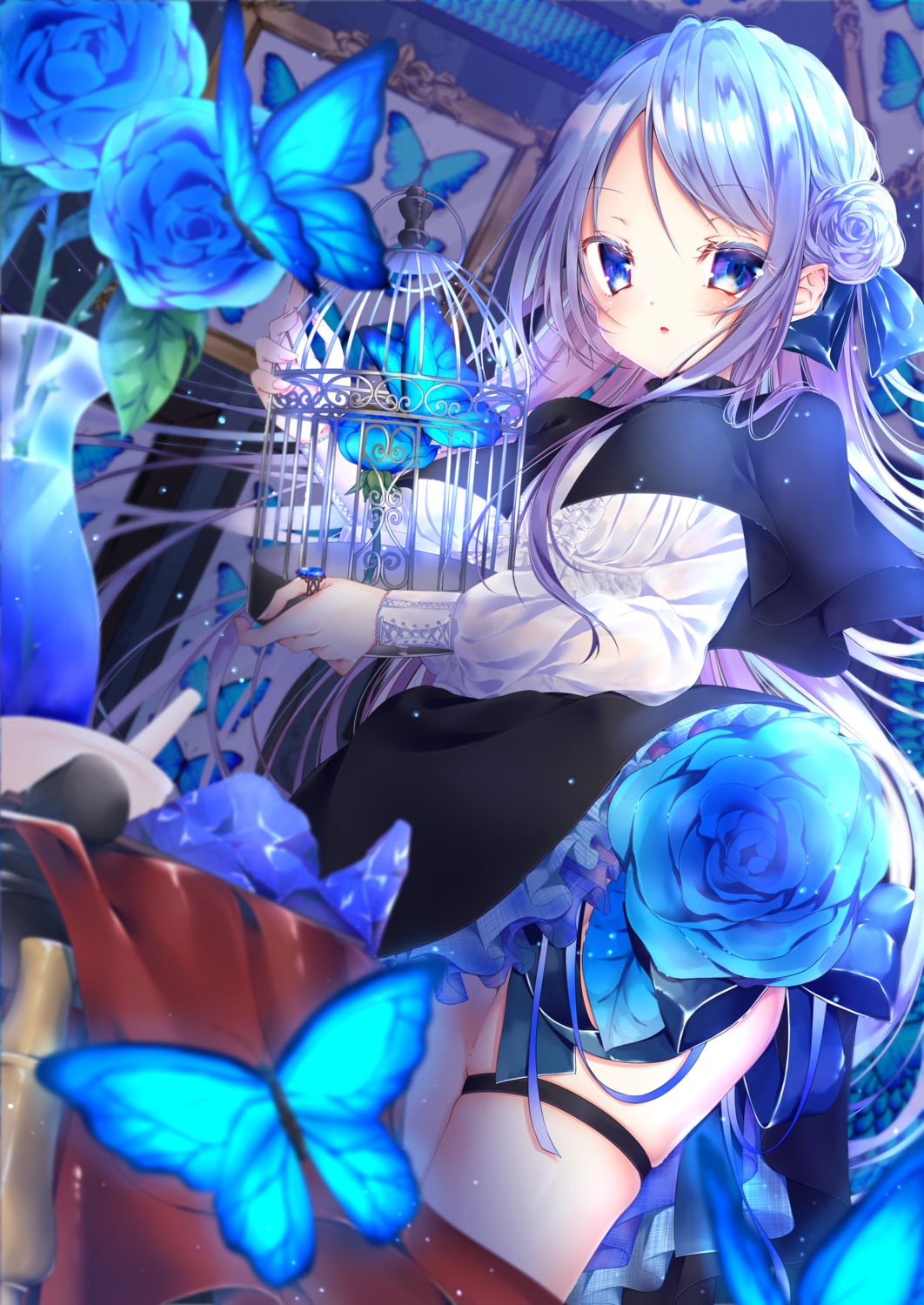 garter see_through skirt_lift tokitou_setsuna