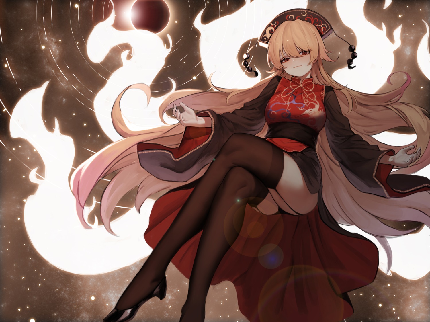 heels heoningu junko pantsu stockings thighhighs touhou