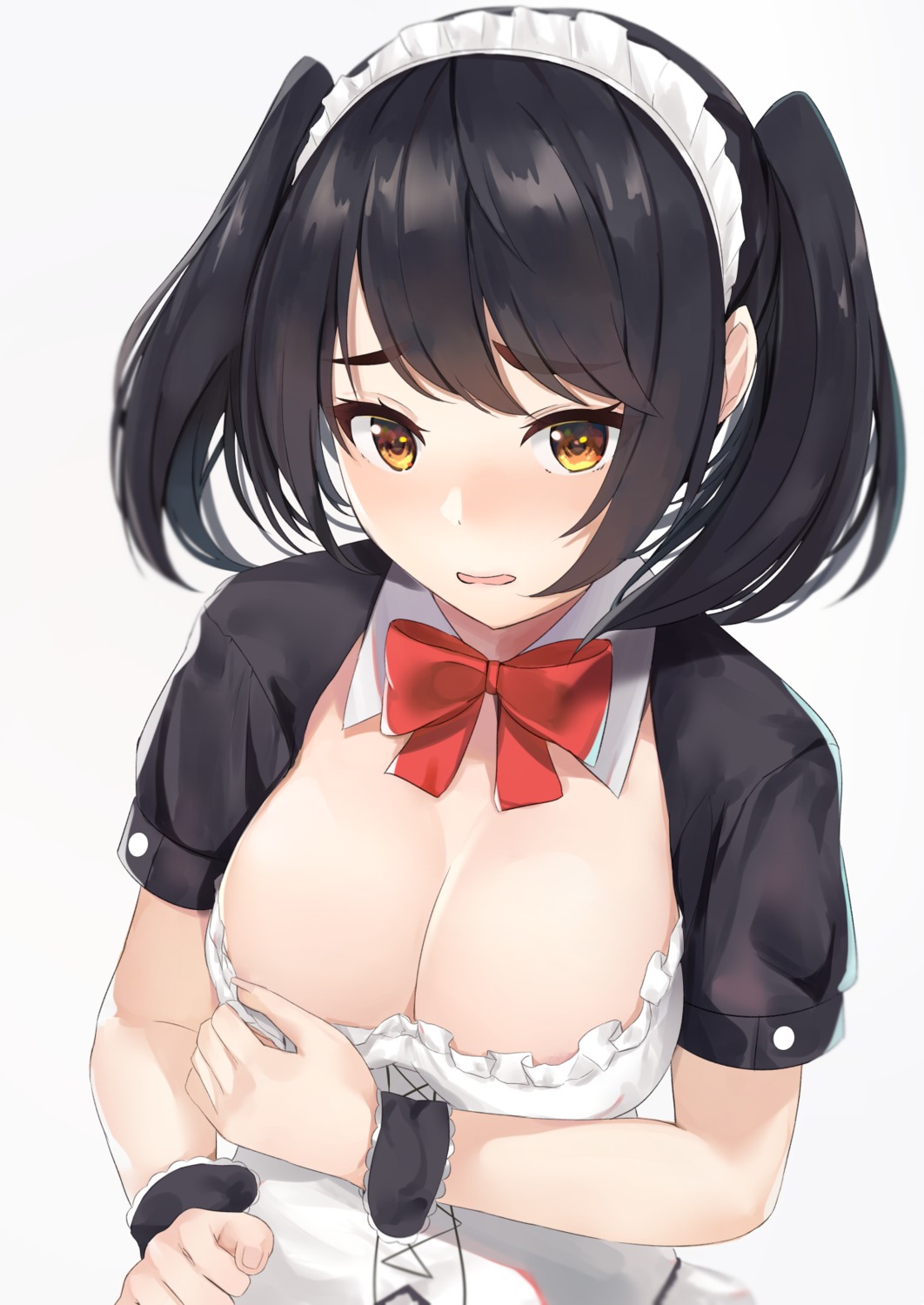 breast_hold cleavage maid no_bra ponyaru