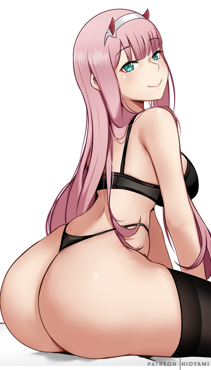 ass bra darling_in_the_franxx hioyami horns pantsu thighhighs thong zero_two_(darling_in_the_franxx)