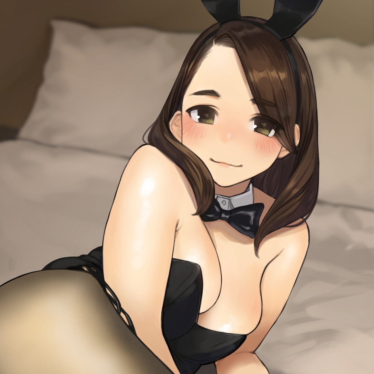 aikawa_ren animal_ears breast_hold bunny_ears bunny_girl miru_tights pantyhose yom